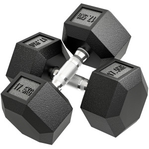 Altro Set Di Manubri Palestra Da 2x17.5 Kg Con Impugnatura Antiscivolo, In Metallo, Per Allenamento Fitness, Nero
