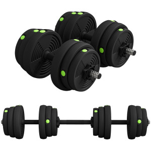 Altro Set 2 In 1 Con 2 Manubri Convertibili In Bilanciere, Peso Totale 25 Kg E Dischi Pesi Regolabili, Nero