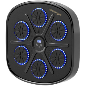 Altro Boxing Machine Musicale A Parete Con 9 Velocità, Connessione Bluetooth E Guanti, 41.8x44.6x7.5 Cm, Nero E Blu