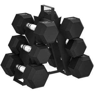 Altro Set Di Manubri Palestra Con Supporto In Metallo Con Impugnatura Antiscivolo, 2x4kg, 2x6kg, 2x8kg, Nero