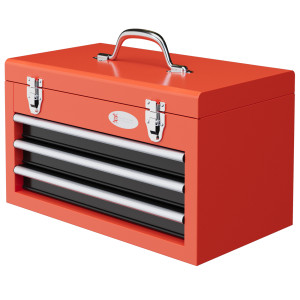 Altro Cassetta Porta Attrezzi Con 3 Cassetti E Vano Superiore In Acciaio Con Maniglia, 45x24x27cm, Rosso