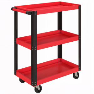 Altro Carrello Porta Attrezzi A 3 Ripiani In Metallo E Pp, 70.5x35x82.5 Cm, Rosso E Nero
