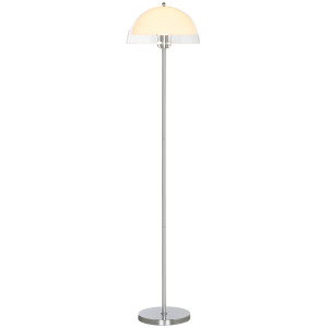 Altro Lampada A Piantana Moderna Con Paralume A Doppio Strato, In Metallo E Acrilico, Ø35x150 Cm, Bianca
