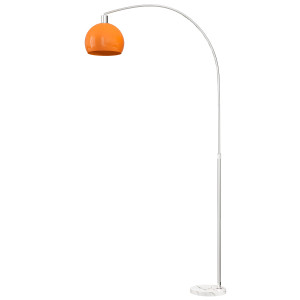 Altro Lampada Da Terra Ad Arco Con Interruttore A Pedale, In Marmo, Metallo E Plastica, 26x90x180 Cm, Bianco E Arancione