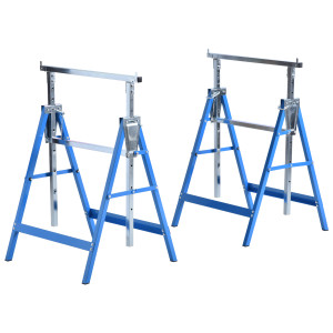 Altro Set 2 Cavalletti Da Lavoro Pieghevoli Portata 200 Kg, Altezza Regolabili 80-130 Cm, Cavalletti Telescopici Salvaspazio In Acciaio Per Fai Da Te,