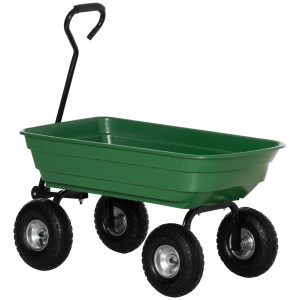 Altro Carrello Da Giardino Con Struttura In Acciaio E Pneumatici, 108x52x100cm, Verde