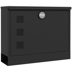 Altro Cassetta Postale In Metallo Con 2 Chiavi Di Sicurezza, 3 Finestre E Foro Di Drenaggio, 36.5x11.5x29 Cm, Nera