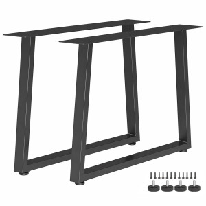 Altro Set 2 Gambe Per Tavolo Trapezoidali In Acciaio Con 12 Fori E 12 Viti, Capacità 75 Kg, Per Panca, Tavolino, Nero