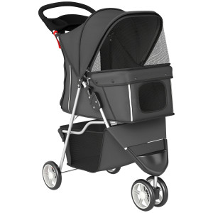 Altro Passeggino Per Cani Pieghevole Con Portabicchieri E Cestino, 77x44x102 Cm, Grigio Carbone