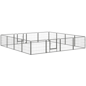 Altro Recinto Per Cani E Cuccioli Con 16 Pannelli Modulabili E 2 Ingressi, 80x1.5x60cm