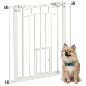 Altro Cancellino Per Cani Taglia Piccola E Media Con Chiusura Automatica, In Acciaio E Pa, 74-80x76 Cm, Bianco