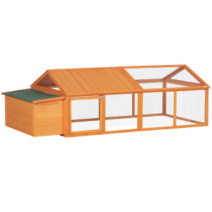 Altro Pollaio Da Giardino Per 4-8 Galline In Legno Con Rete Metallica E Tetto Apribile, 240x112.5x76 Cm, Arancione