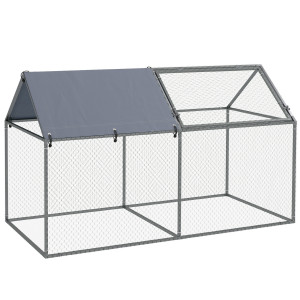Altro Gabbia Per Animali In Acciaio Con Tetto In Tessuto Oxford E Picchetti, 198x100x120 Cm, Verde E Argento