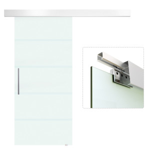 Altro Porta Scorrevole Interna In Vetro Smerigliato E Satinato Con Binario B2 E Maniglia Per Bagno Cucina Studio Vetro 205x 90x 0,8cm