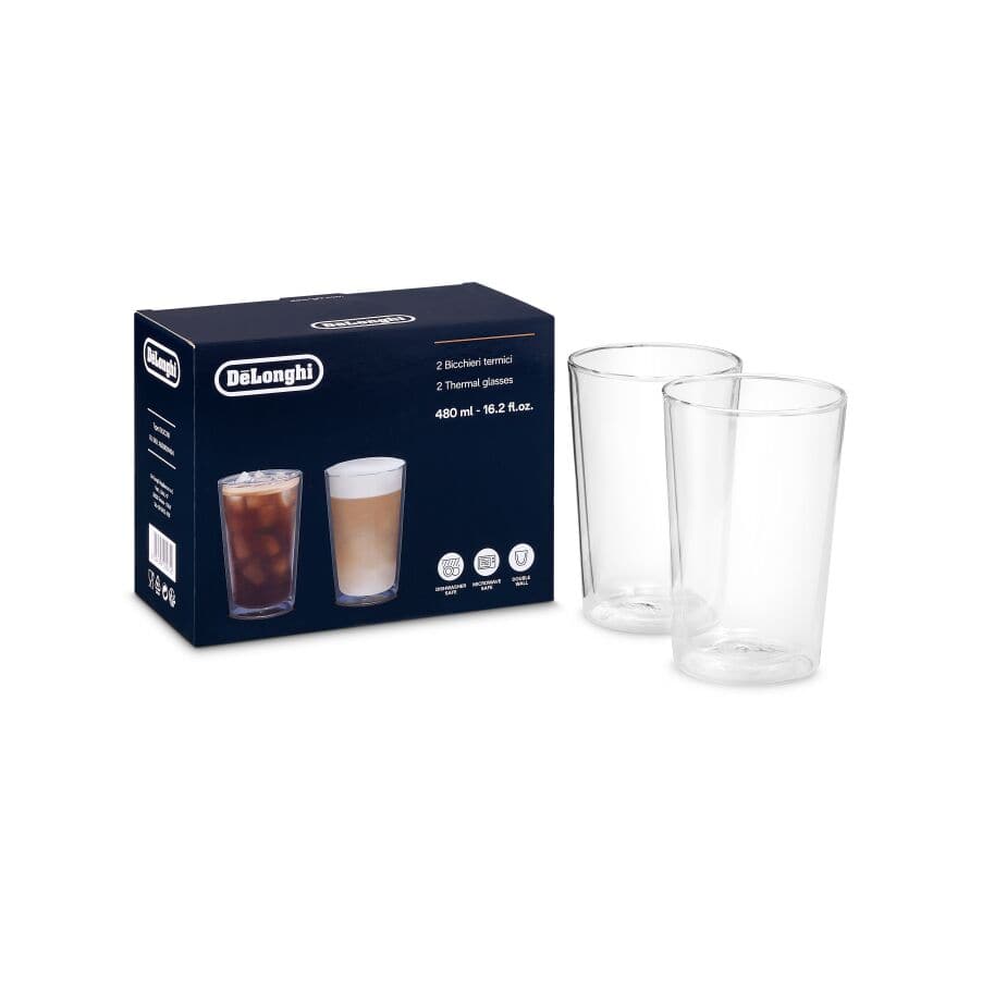 De'Longhi Szklanki termiczne z podwójnymi ściankami, 480 ml, zestaw 2 szt. DLSC319