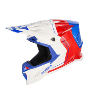Acerbis Casco Moto Cross OFFROAD T711 Bianco Rosso Blu taglia XS