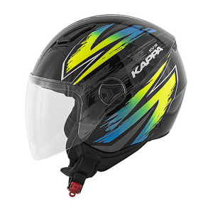 Casco moto jet kappa kv28 miami bolt nero mix