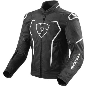 Giacca moto in tessuto rev'it vertex nero bianco
