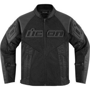 Giubbotto Moto in Pelle Estivo Icon MESH AF Nero taglia XL