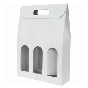 Polsinelli Coffret blanc pour 3 bouteilles effet fibre (30 pcs)