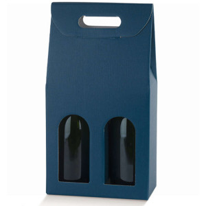 Polsinelli Coffret bleu pour 2 bouteilles effet fibre (10 pcs)