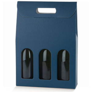 Polsinelli Coffret bleu pour 3 bouteilles effet fibre (10 pcs)