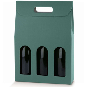 Polsinelli Coffret vert pour 3 bouteilles effet fibre (10 pcs)