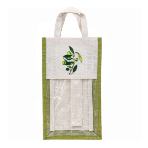 Polsinelli Sac de jute "olive" pour 2 bouteilles (5 pcs)