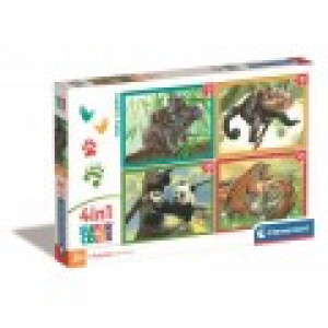 Clementoni Puzzle 4 En 1 - Maman Bébé Animaux