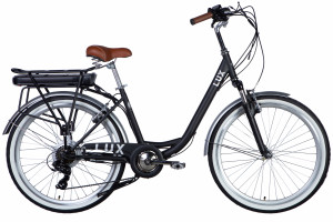 Rower elektryczny E-Lux 26", 155–170 cm, 50 km, 7 biegów, czarny