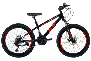 Rower dziecięcy MTB Davi Terrano 24, 130-160 cm, 21 biegów, czerwony/czarny