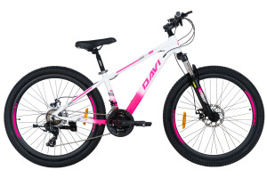 Rower górski MTB Davi Bella Aluminium, 26", 145-170 cm, 21 biegów, biały/różowy