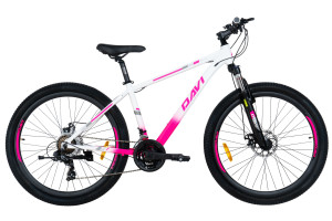 Rower górski MTB Davi Bella Aluminium, 27,5", 160–185 cm, 21 biegów, różowy/biały