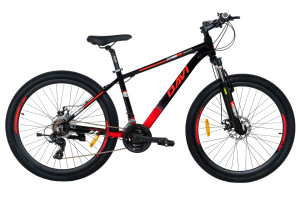 Rower górski MTB Davi Montaro Aluminium, 27,5", 160-185 cm, 21 biegów, czarny/czerwony