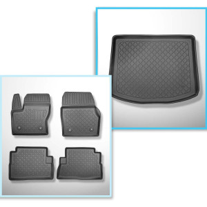 Set Kofferraumschale und angepasste Autoteppiche TPE für: Ford Kuga II SUV (02.2013-03.2020) - fuer alle Modelle (auch mit herausschwenkbarer Anhänge