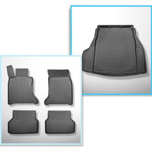Set Kofferraumschale und angepasste Autoteppiche TPE für: BMW 5er E60 Limousine (07.2003-02.2010) - mit Ausbuchtung rechts und links