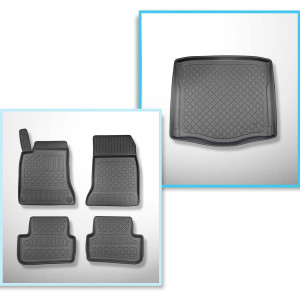 Set Kofferraumschale und angepasste Autoteppiche TPE für: Mercedes-Benz CLA C117 Coupé (03.2013-03.2019) - ohne linke Ausbuchtung