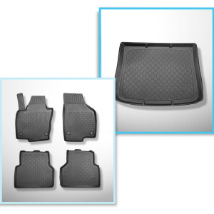 Set Kofferraumschale und angepasste Autoteppiche TPE für: Volkswagen Tiguan I SUV (07.2007-04.2016) - Ladeboden oben (gerade Ladefläche)