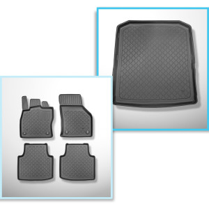 Set Kofferraumschale und angepasste Autoteppiche TPE für: Skoda Superb III 3V Kombi (09.2015-11.2023) - unterer Kofferraum (ohne Multiboden);nicht fü