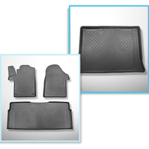 Set Kofferraumschale und angepasste Autoteppiche TPE für: Mercedes-Benz Vito W447 Tourer (10.2014-....) - Extra lange Version (Extra Long) (Radstand