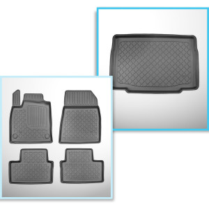 Set Kofferraumschale und angepasste Autoteppiche TPE für: Renault Clio V Hatchback (09.2019-....) - unterer Kofferraum;für Autos ohne Doppelboden im