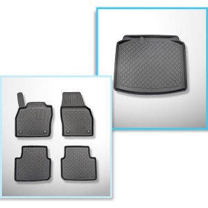 Set Kofferraumschale und angepasste Autoteppiche TPE für: Skoda Scala Hatchback (04.2019-....) - unterer Kofferraum (ohne Multiboden)