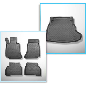 Set Kofferraumschale und angepasste Autoteppiche TPE für: Mercedes-Benz C Klasse W205 Limousine (03.2014-11.2020) - hintere Sitze nicht umlegbar (nic