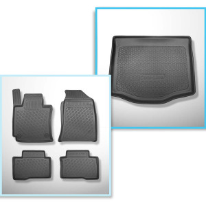 Set Kofferraumschale und angepasste Autoteppiche TPE PREMIUM für: Ssangyong XLV SUV (08.2016-09.2019) - erhoehte Ladeflaeche (mit variablem Ladeboden