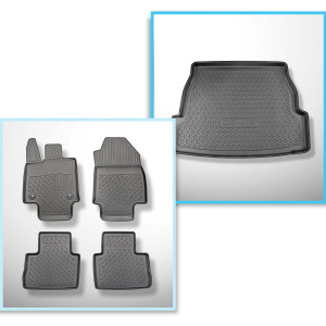 Set Kofferraumschale und angepasste Autoteppiche TPE PREMIUM für: Toyota RAV4 V SUV (01.2019-....) - 5 Sitze; erhöhte Ladefläche; mit / ohne Subwoofe
