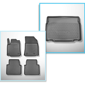 Set Kofferraumschale und angepasste Autoteppiche TPE PREMIUM für: Citroen C3 Aircross II SUV (11.2017-2024) - vertiefte Ladeflaeche; Varioboden im ti
