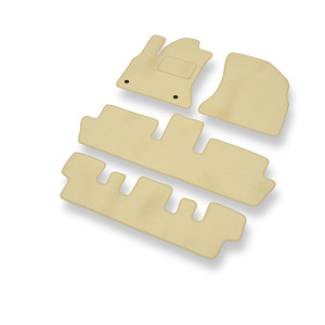 Fußmatten Auto für Citroen C4 Picasso I MPV (2007-2013) - Premium Velours beige Automatten Autoteppiche