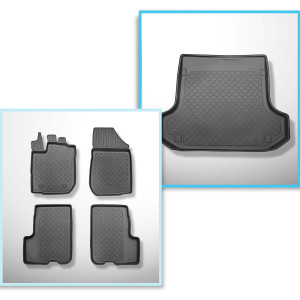 Set Kofferraumschale und angepasste Autoteppiche TPE für: Dacia Logan II MPV (09.2013-12.2020) - 5 Sitze