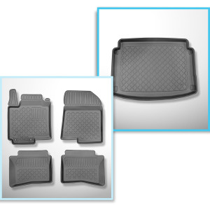 Set Kofferraumschale und angepasste Autoteppiche TPE für: Hyundai Bayon SUV (05.2021-....) - unterer Kofferraum;ohne Doppelboden im Kofferraum
