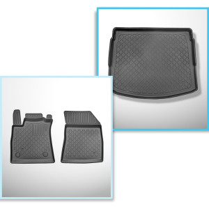 Set Kofferraumschale und angepasste Autoteppiche TPE für: Renault Megane IV Grandtour (09.2016-2024) - oberer Kofferraum (ebene Schwelle);beweglicher